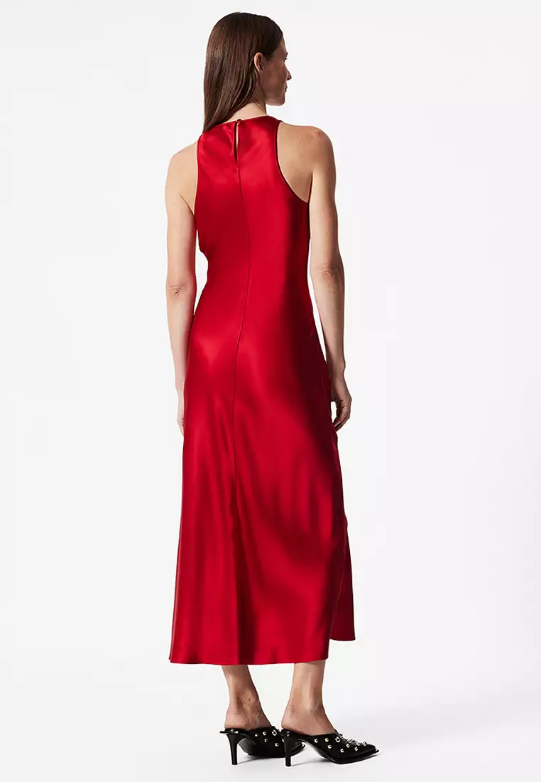 Sleeveless Satin Midi Dress