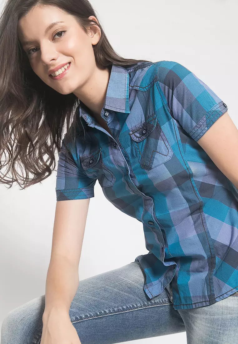LGS - Kemeja Wanita - Biru - Motif Kotak-Kotak LSH.380.S1124.432.I.C