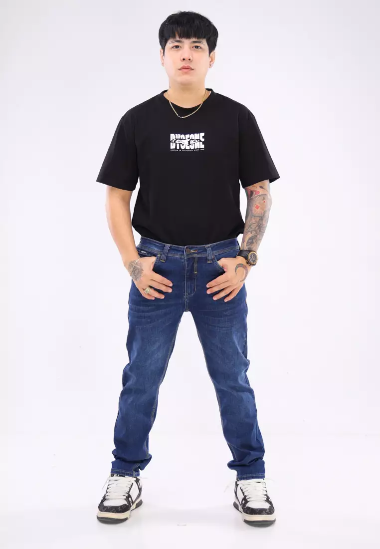 Denim Long Pants Slim Tapered Fit Stretch