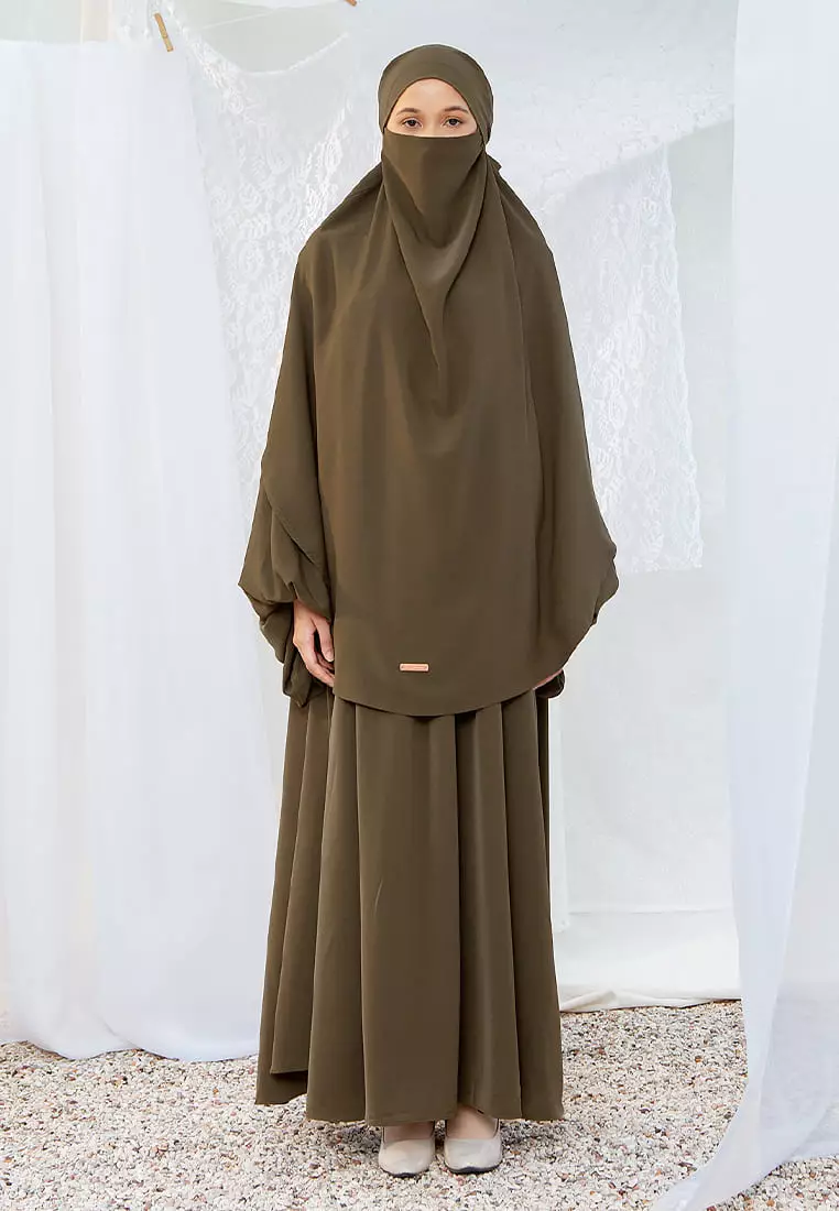 Mida Abaya Khimar Set Deep Army (Lozy x Hamidah)
