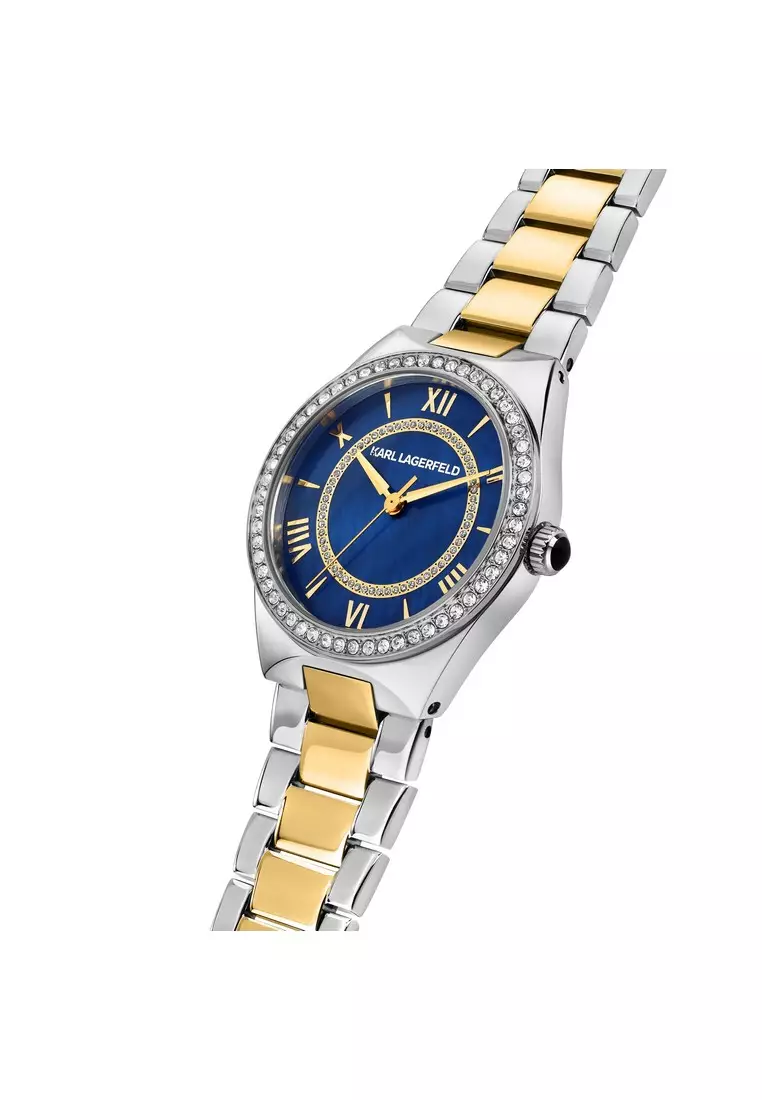 【2 Years Warranty】KARL LAGERFELD Hamburg Collection 30mm Women's Blue Dial Quartz Watch R0553105504