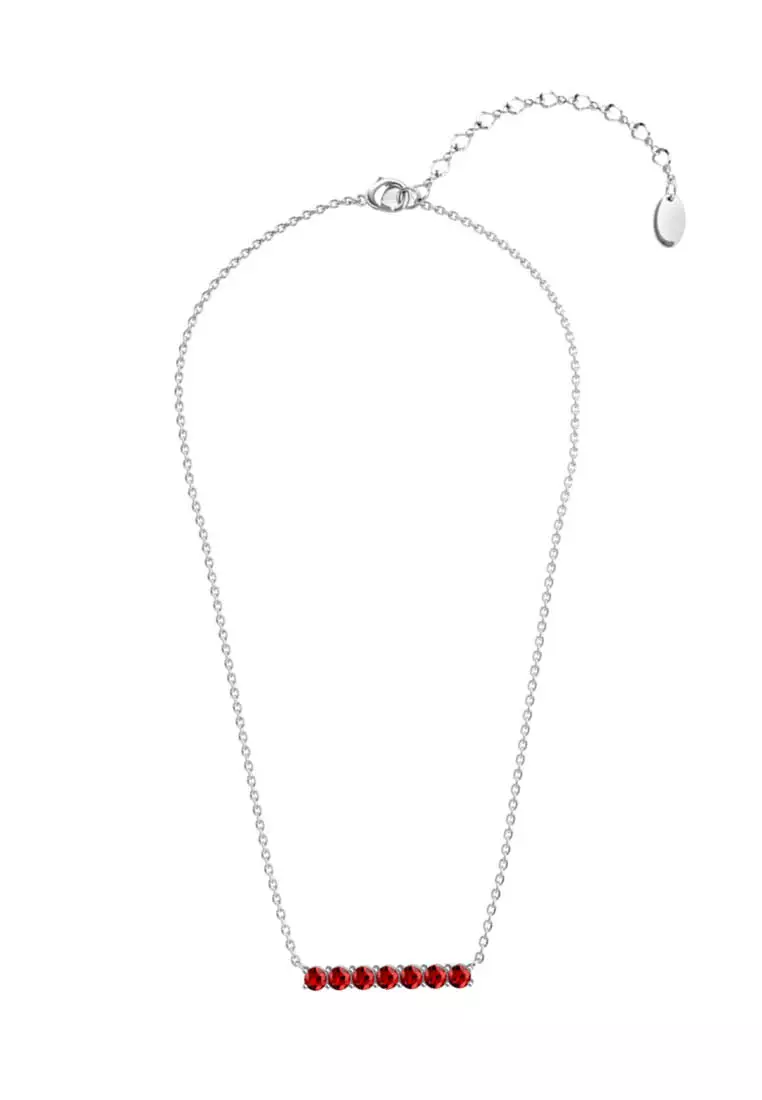 Myriad Birth Stone Pendant January Garnet WG - Kalung Crystal by Her Jewellery