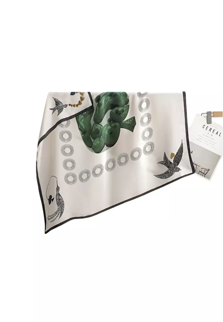 Luxury Silk Ladies' Large Scarf, Sun-Proof Crepe Satin, Premium Souvenir.