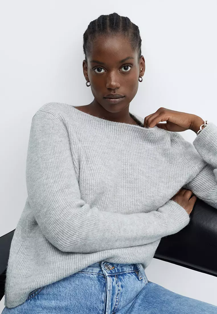 Buy Mango Boat Neck Sweater in Grey 2024 Online ZALORA Singapore