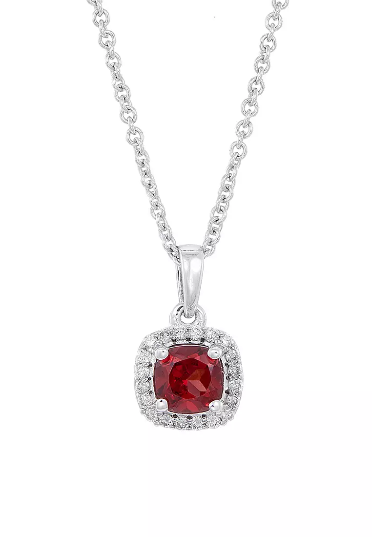 Buy HABIB HABIB Cushion Cut Garnet and Diamond Necklace in 375 9K