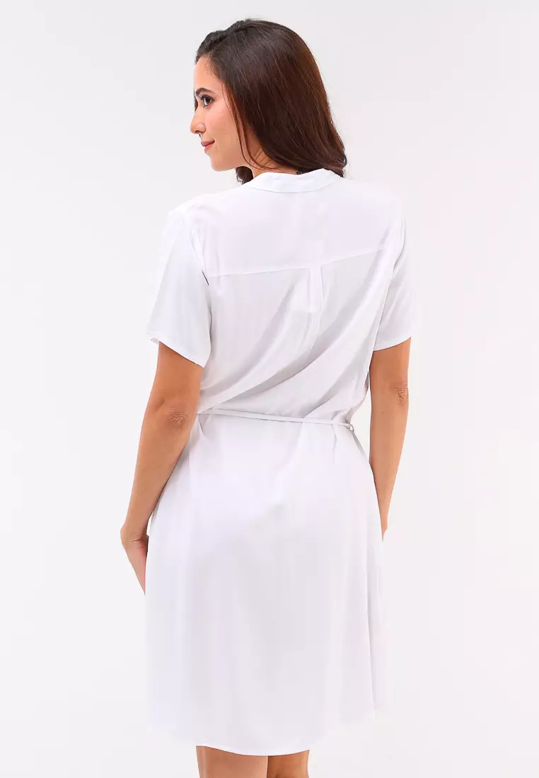 Woven Plain S.Twill Rayon Short Sleeve Dress
