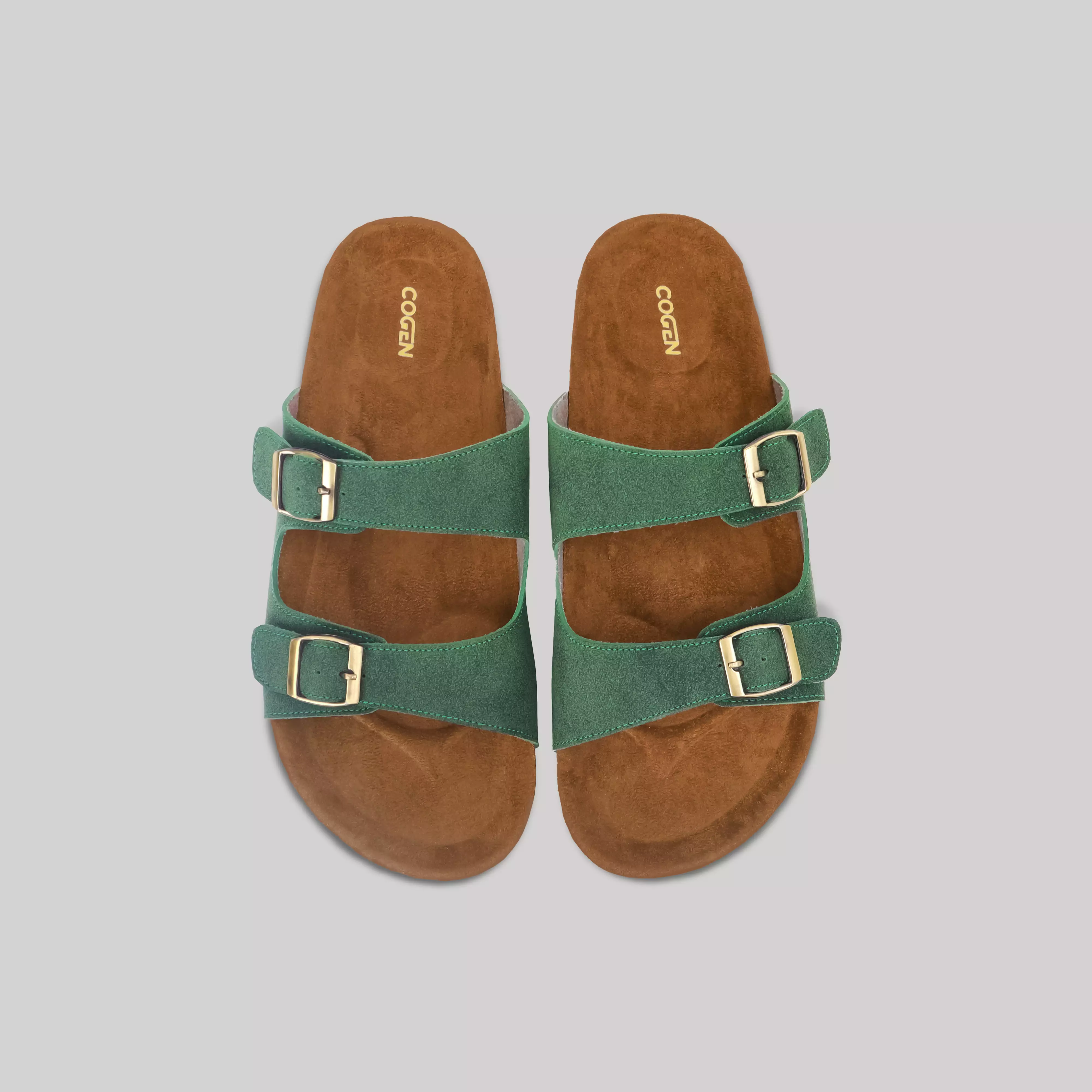 Cogen Sandal Pria Sendal Kulit Birken Vintage - Opera Green