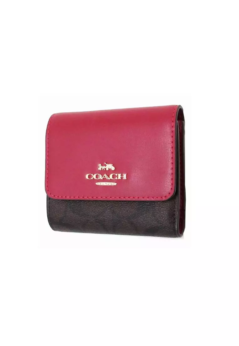 COACH SMALL WALLET IN SIGNATURE CANVAS CE930 IM Brown 1941 Red