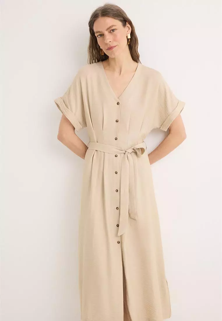 Pleated Midi Dress