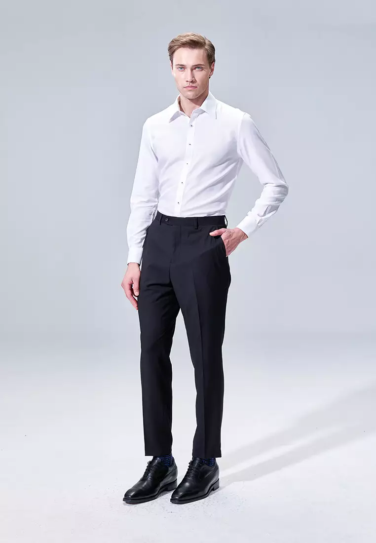 White Texture Slim Fit Shirt