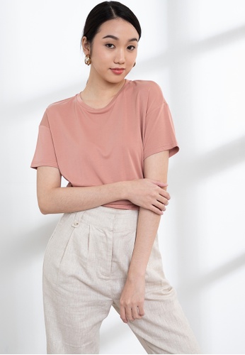 Origin by Zalora pink Cropped T-shirt made from Tencel 7F37CAA5DA67D7GS_1