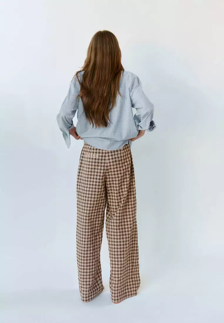 Straight-Leg Gingham Trousers