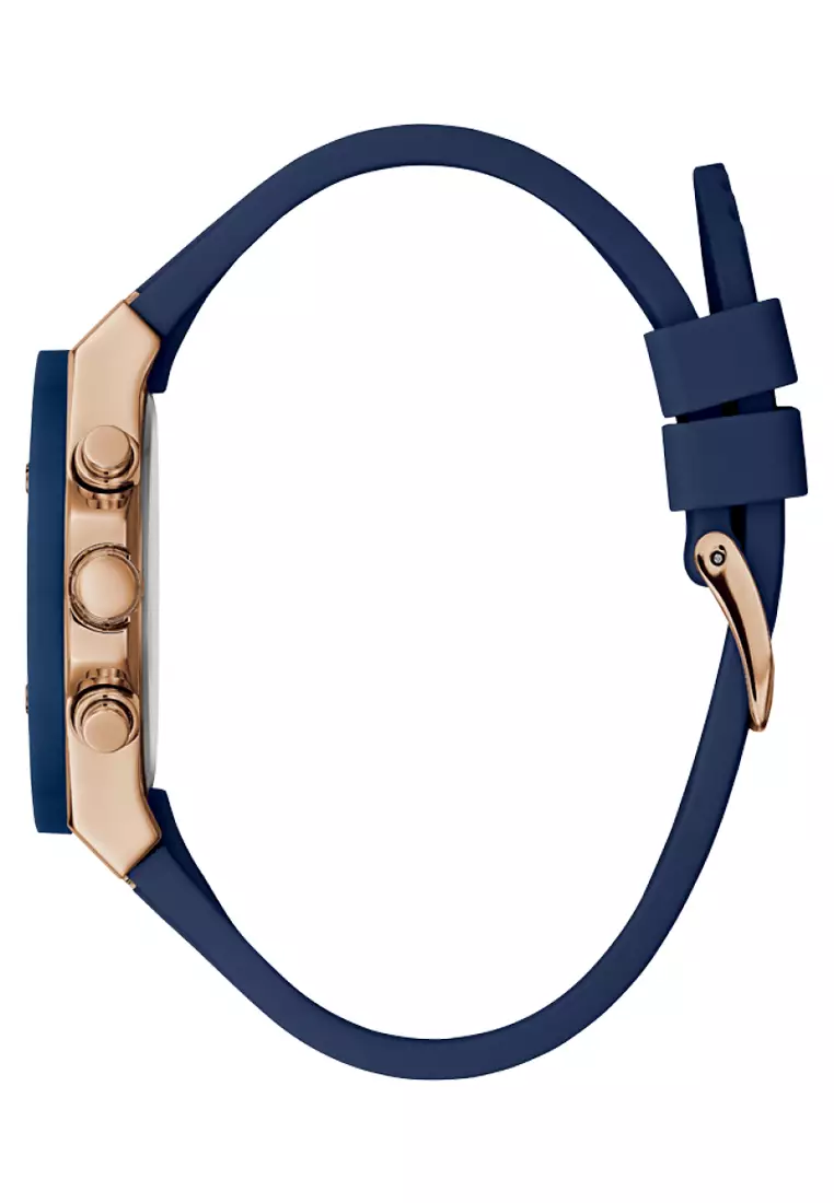 Guess GW0030L5 - Jam Tangan Chronograph Wanita - Rosegold - Blue Rubber Strap