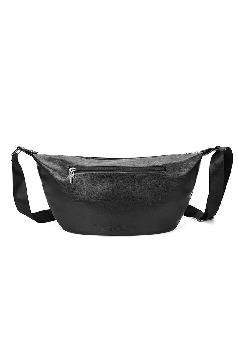 Buy Lara Men s Zipper Pocket Skull Waist Bag Shoulder Bag Black