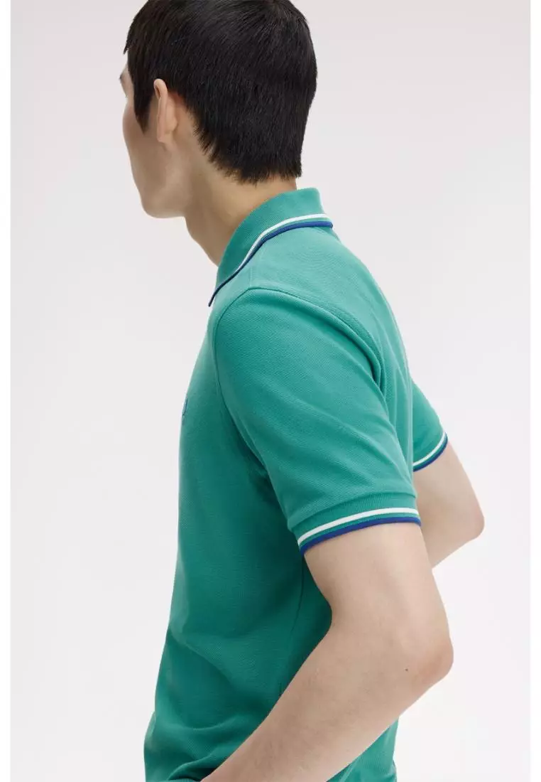 Fred Perry M3600 Twin Tipped Fred Perry Shirt (Deep Mint / Snow White / Soho Eclipse)