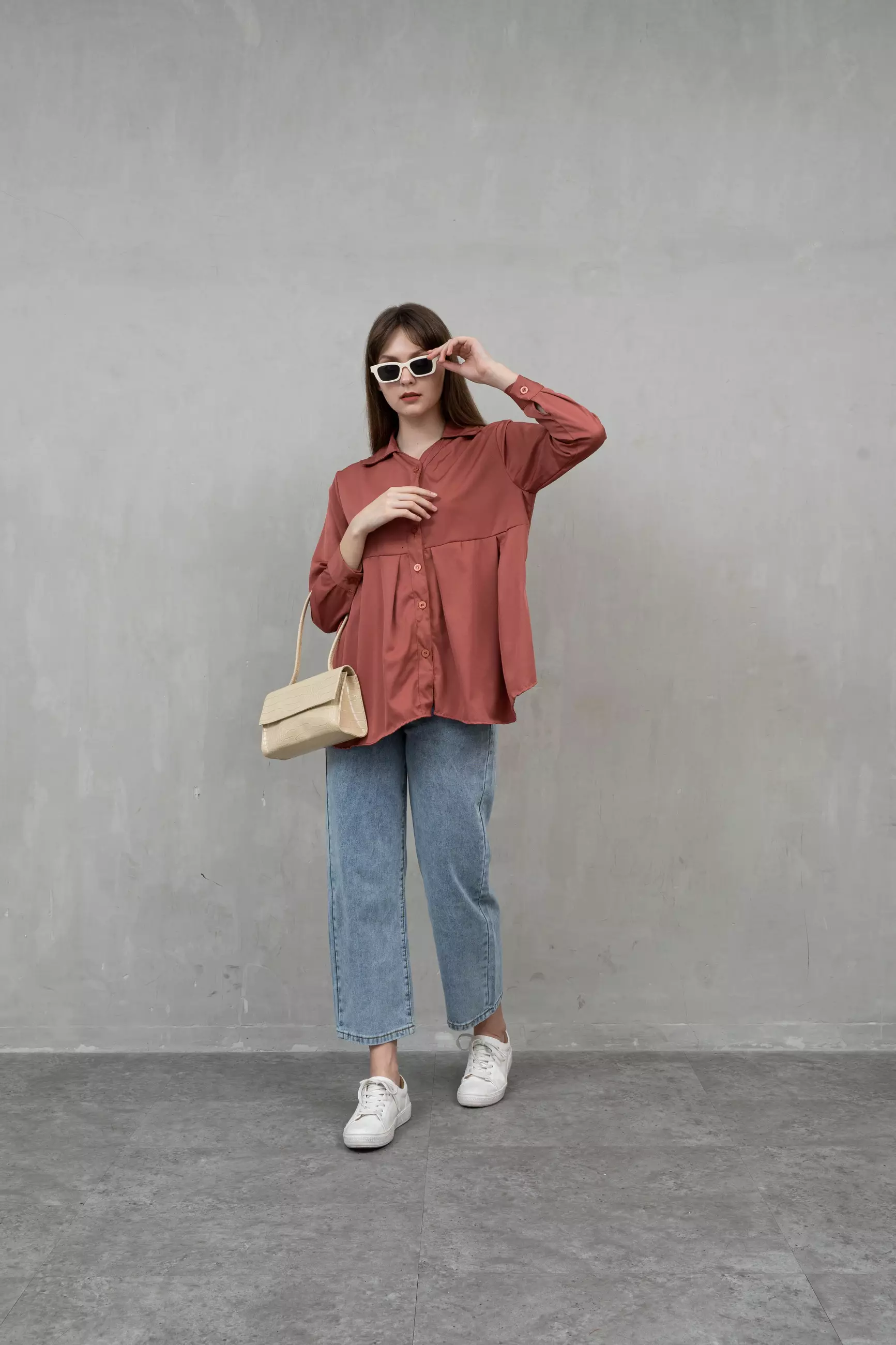 Houseofcuff Mars Top in in Brick Kemeja Wanita