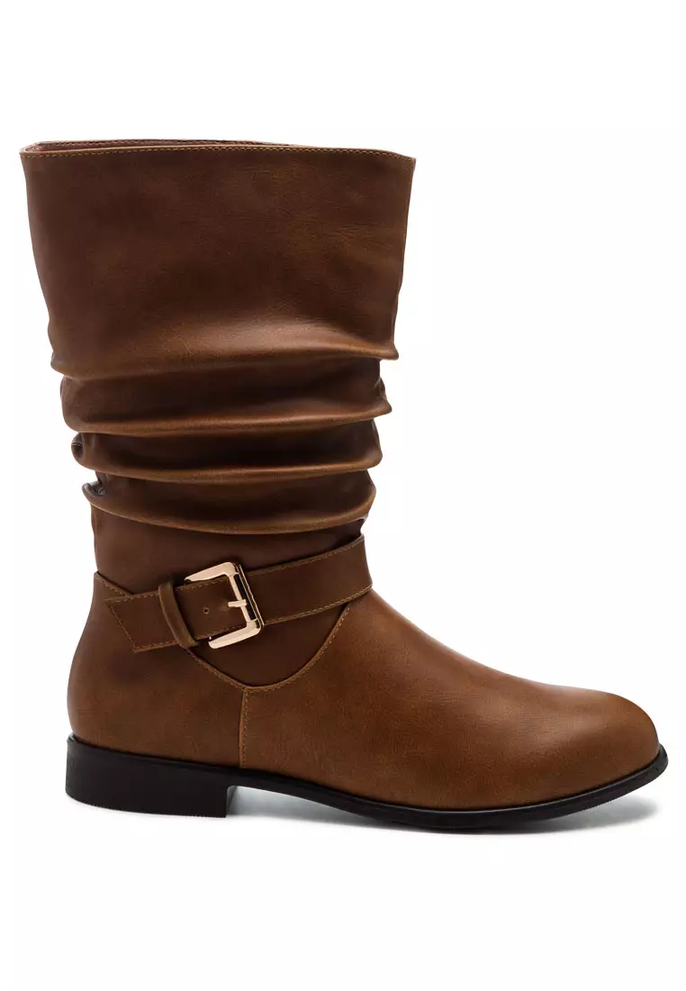 Faux leather cheap slouch boots