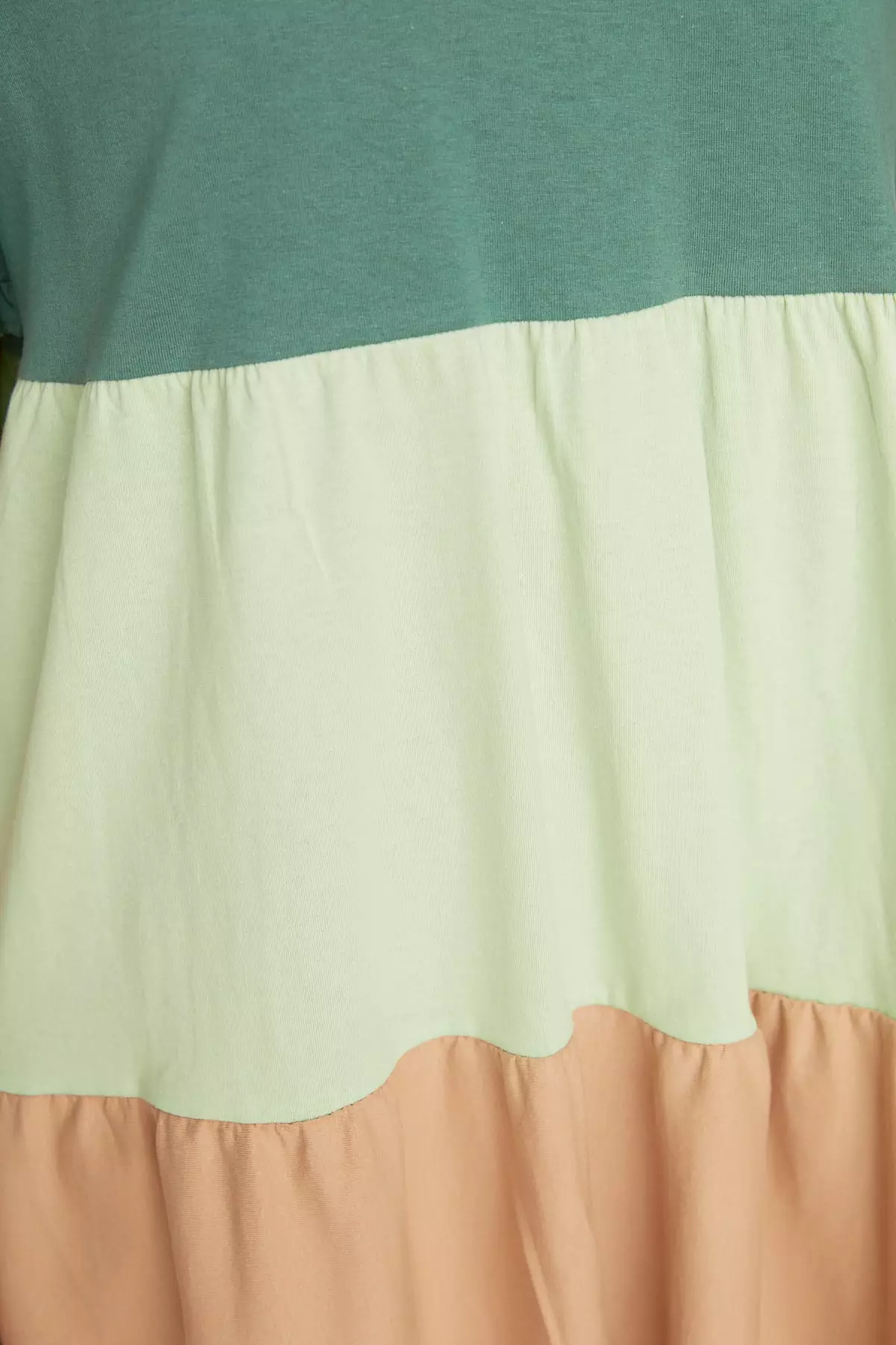 Green 1% Cotton Color Blocked Shift/Plain Mini Knitted Dress Twoss2El1638