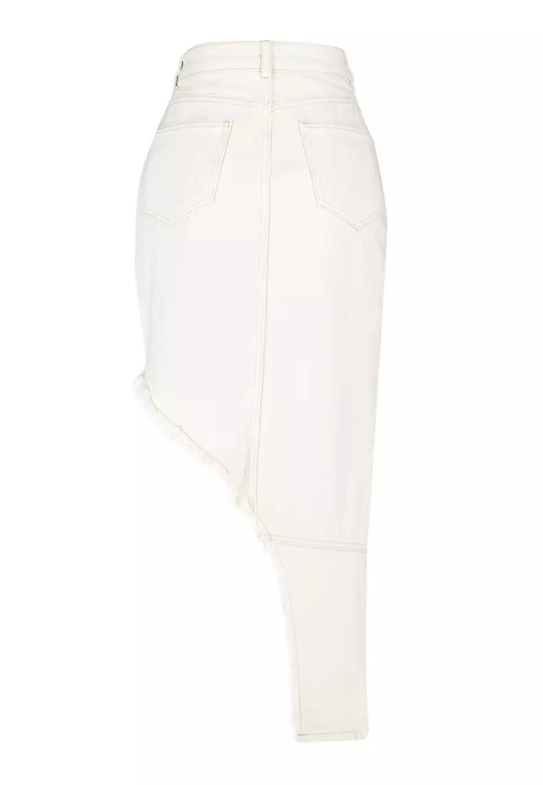 White ripped jean skirt top