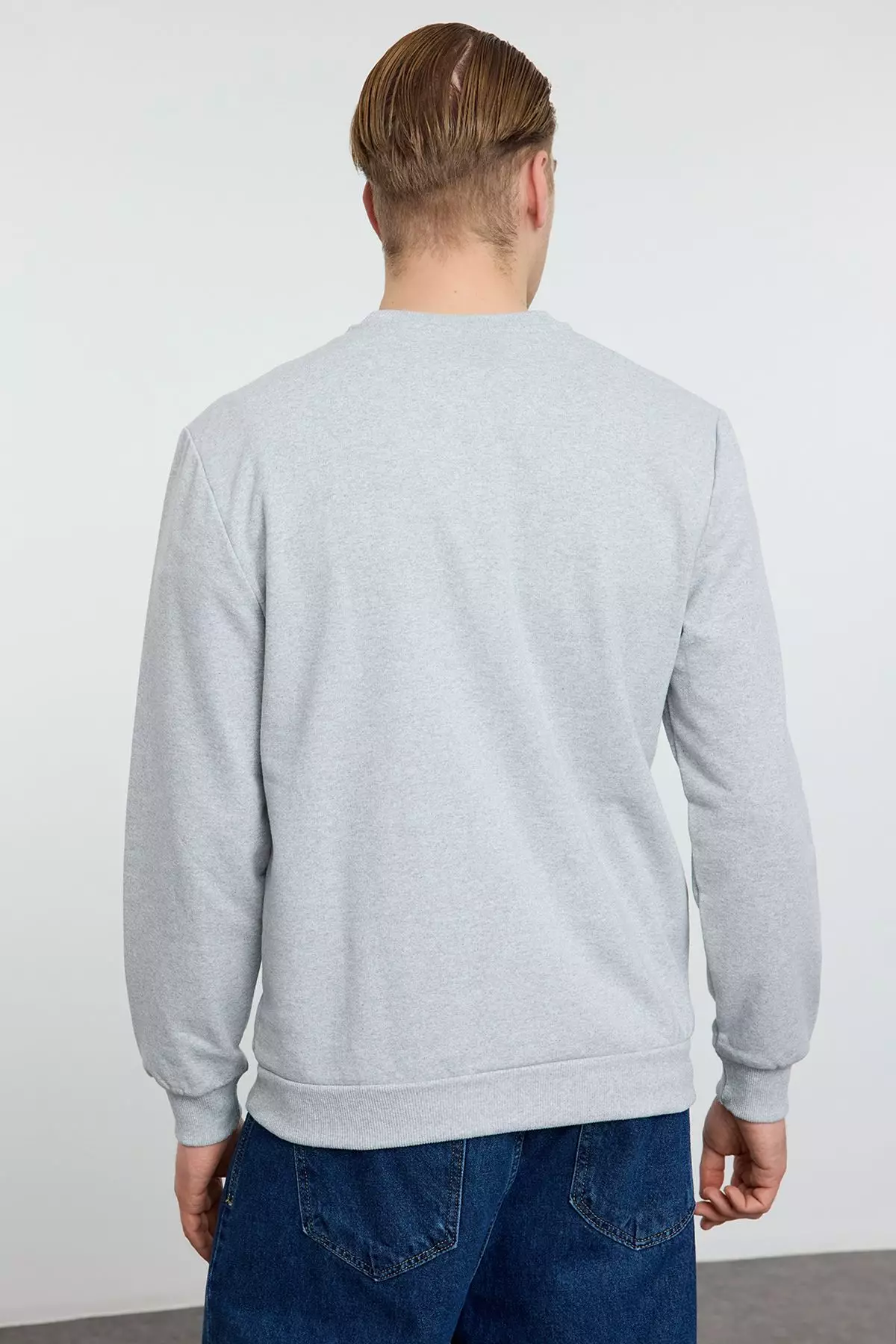 Gray Melange Regular/Normal Cut Basic Sweatshirt TMNAW21SW1208