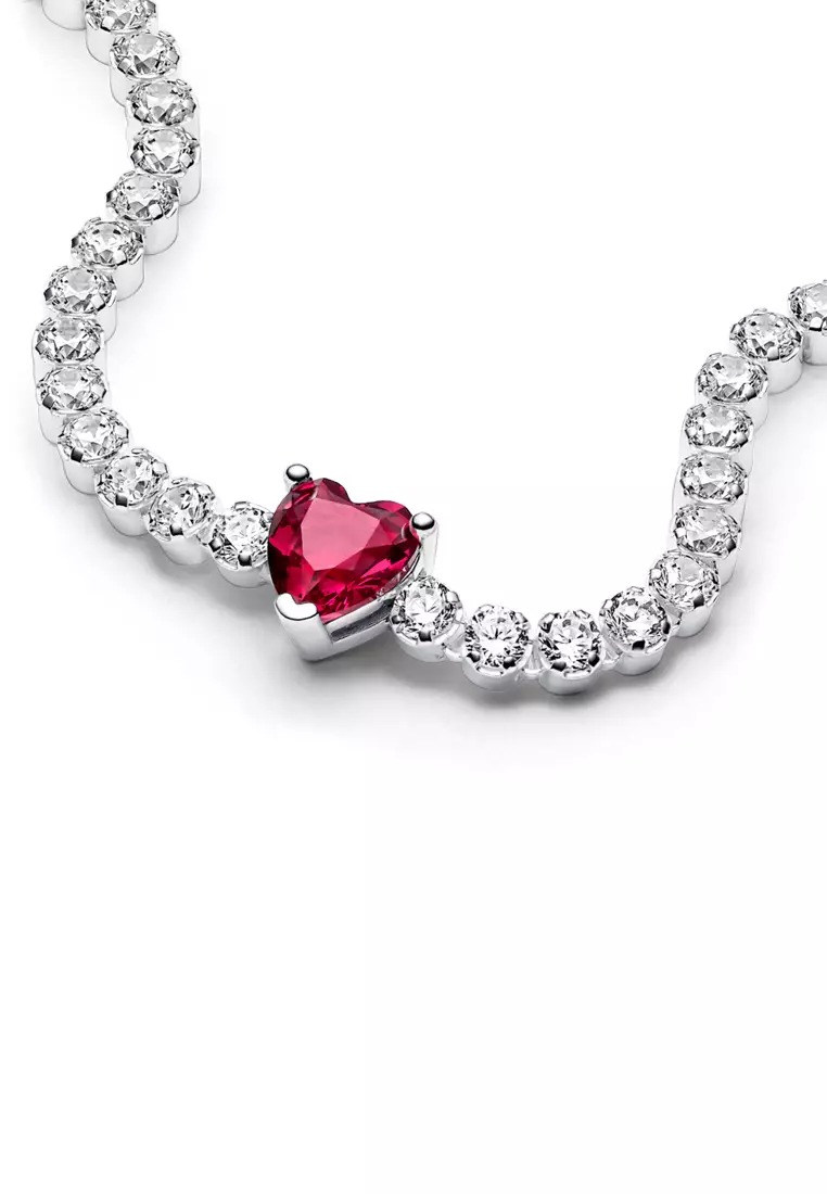 Pandora Red Sparkling Heart Tennis Bracelet