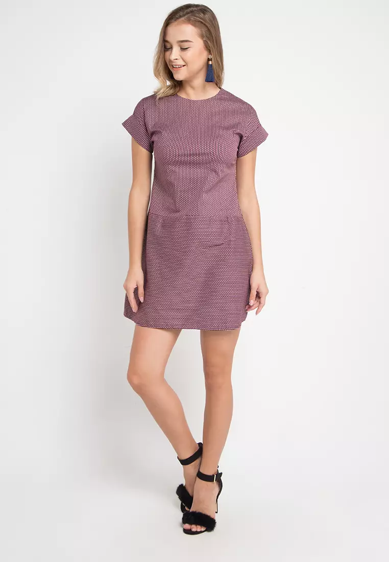 Livia Dress In Maroon White Stripe