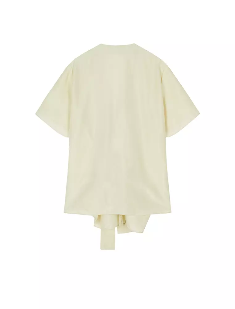 V-Neck Twist Knot Short Sleeve Shirt