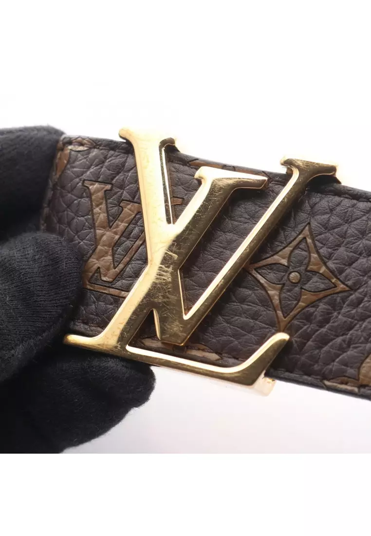 Pre-Loved Louis Vuitton LOUIS VUITTON × Supreme ceinture LV initials gold hardware belt leather Brown black