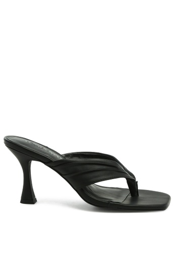 London Rag black Mid Heel Thong Sandal in Black 3D0DDSHA2E0FFEGS_1
