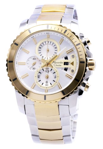 Alexandre Christie 6455 - Jam Tangan Pria - Stainless Steel - Silver Gold