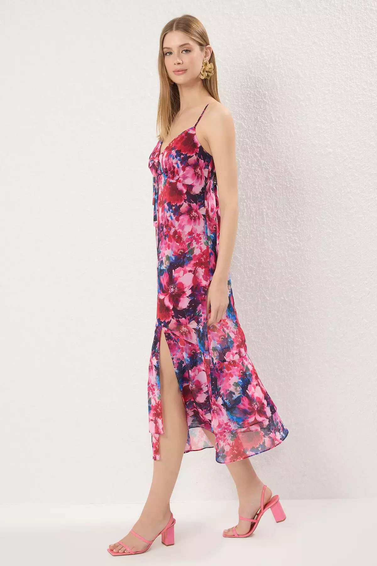 Pink Floral Maxi Woven Dress TWOSS25EL00658