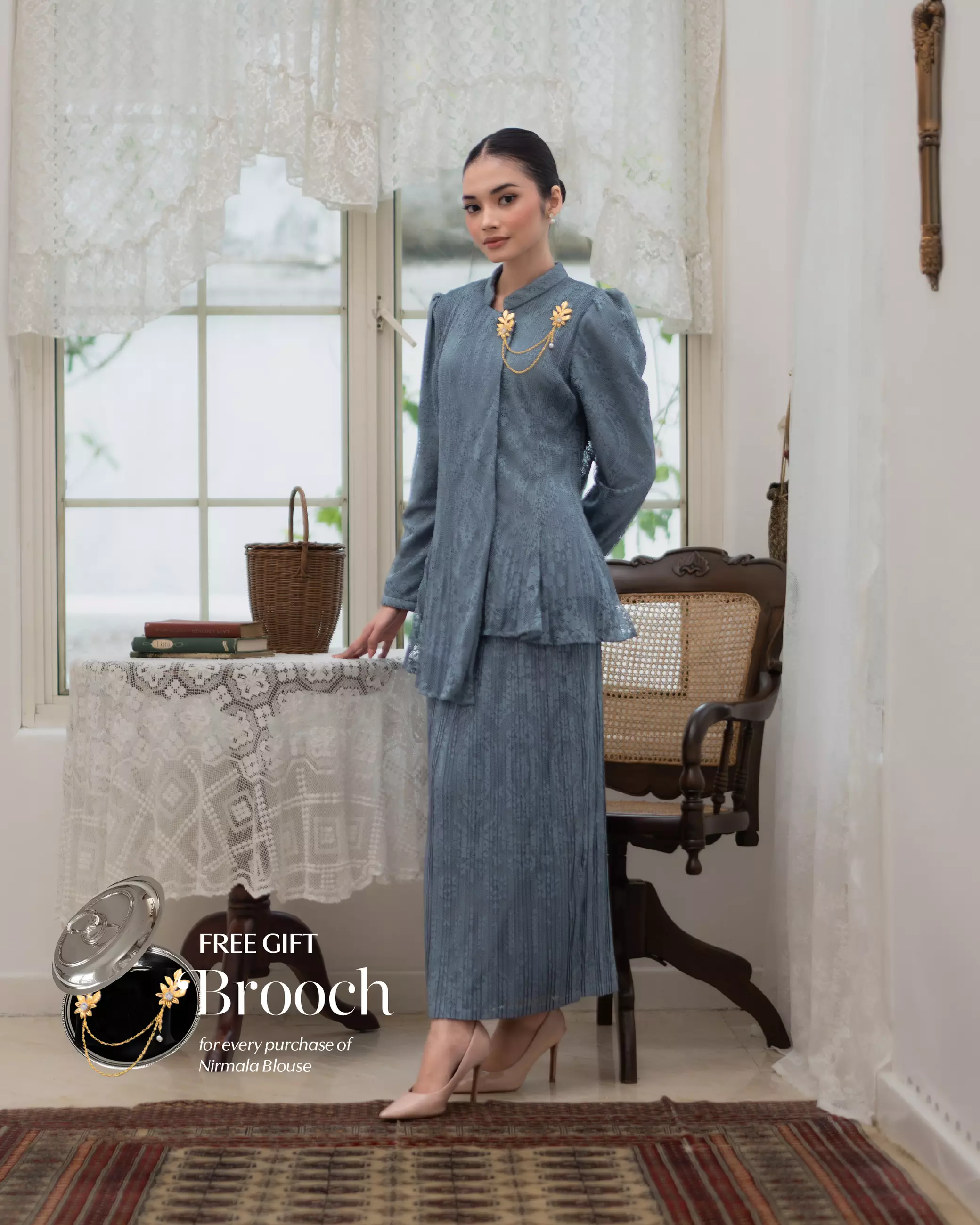 Nirmala Blouse - Steel Blue