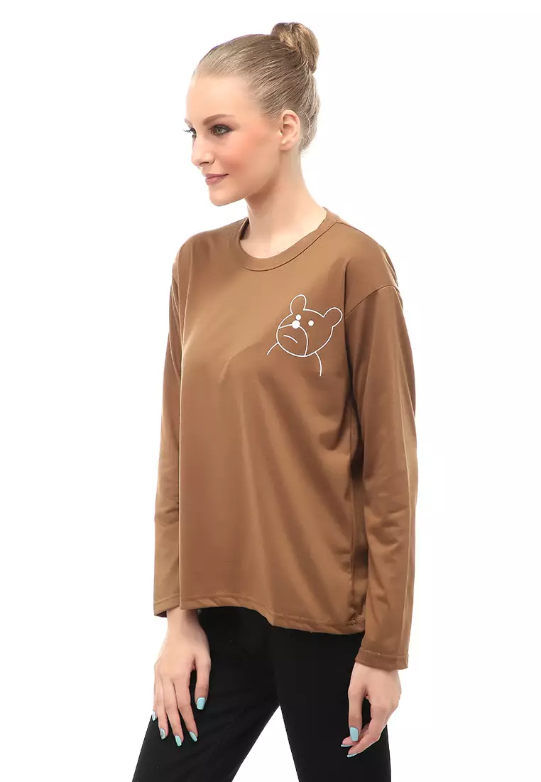 Dreama Kaos Oversized Long Sleeves Atasan Wanita Relaxed Fit - Mopan Bubu The Bear