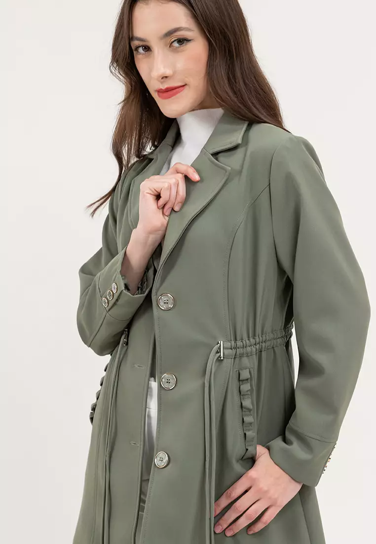 Draw String Waist Light Trench
