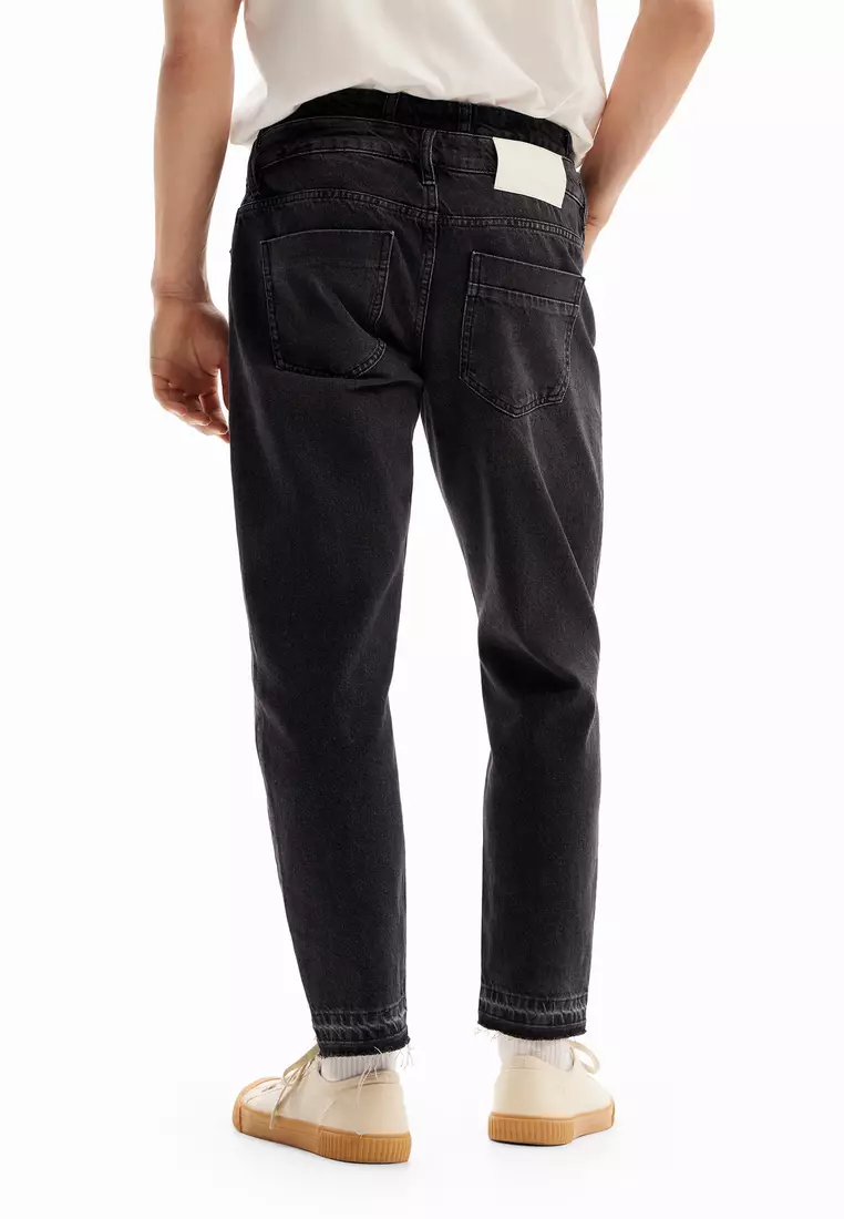 Double-waist carrot jeans