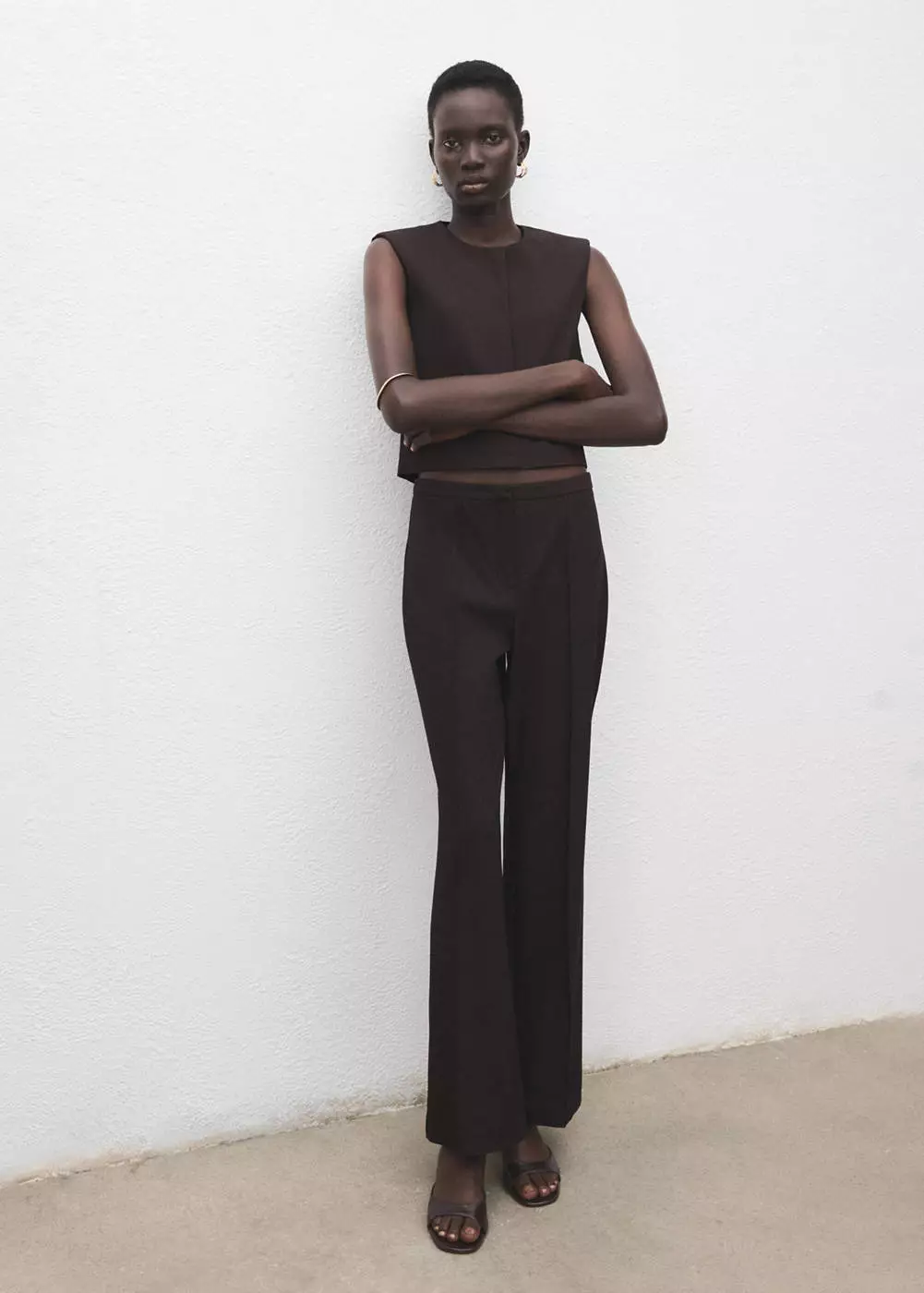 Atasan crop campuran wol