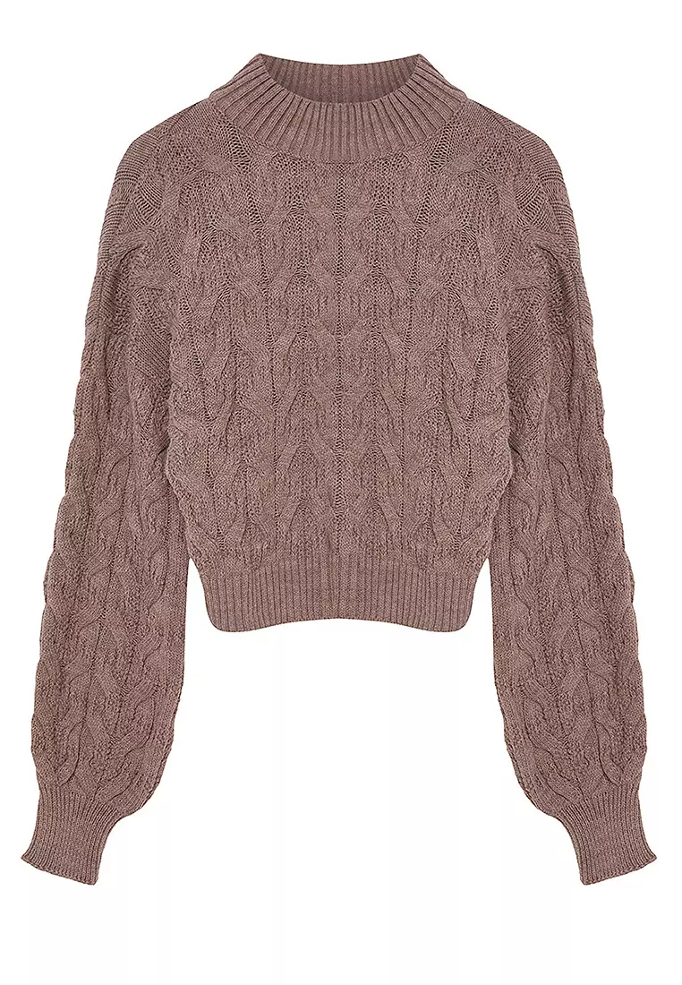 Crop High Collar Knitwear Sweater