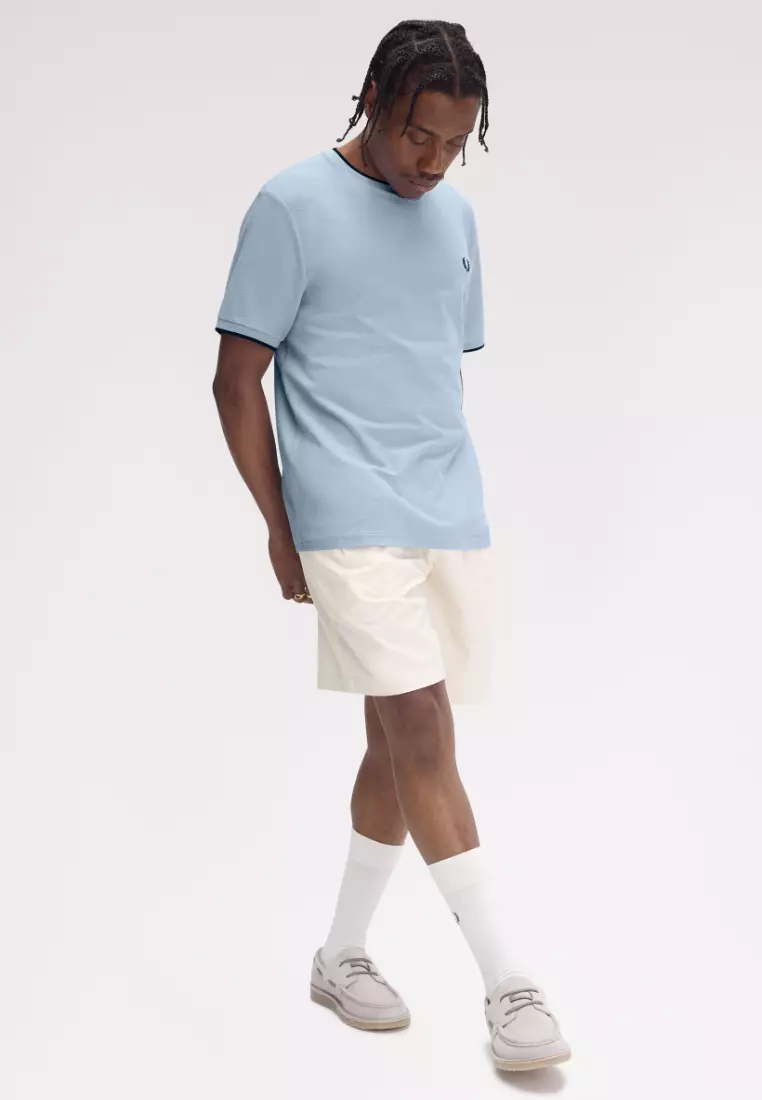 Buy Fred Perry Fred Perry M8585 Crepe Piqué T-Shirt (Light Smoke