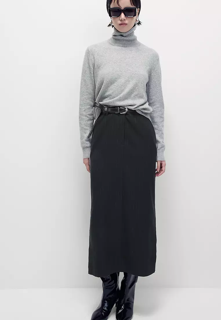 Pinstripe Maxi Column Skirt