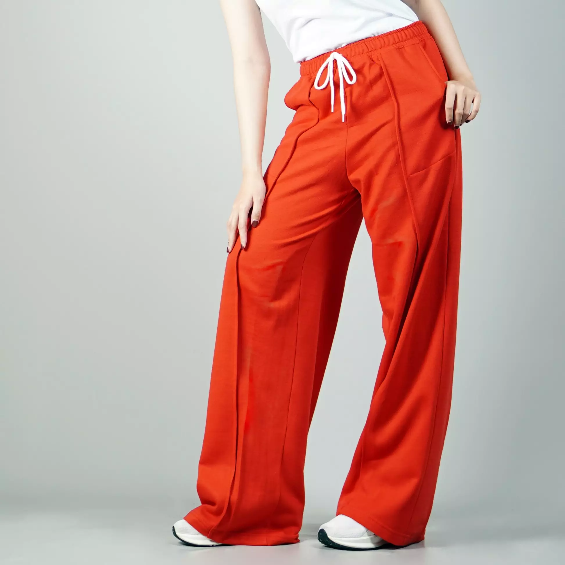 JENNIE Baggy Pants Celana Baggy Loose Pants Wanita - MERAH
