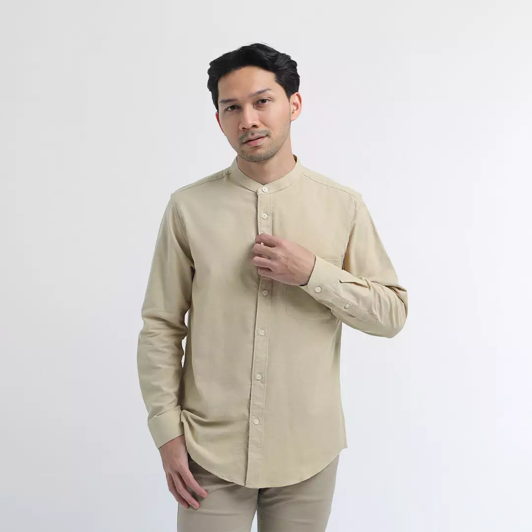 Platini Kemeja Pria Koko Shanghai Panjang Katun Beige 22065.28