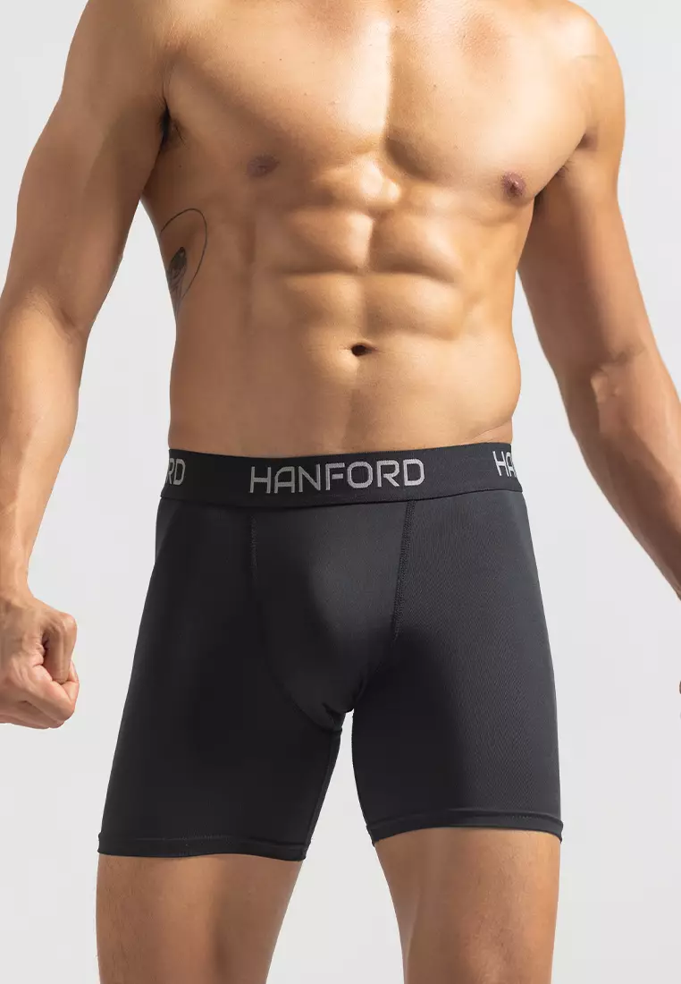 Athletic Men Quick Dry Compression Boxer Shorts Flex01 - Black (Single Pack)