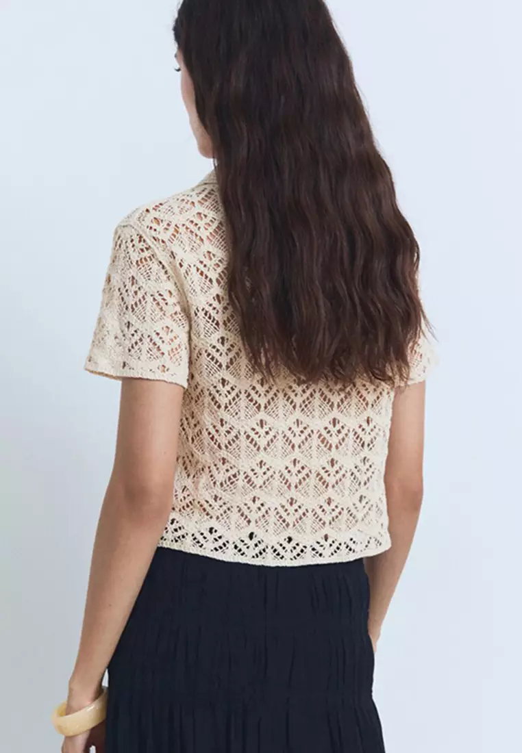 Short-Sleeved Crochet Sweater