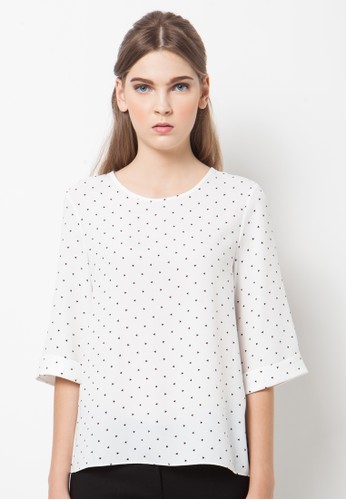 Triangle Printed Blouse-White