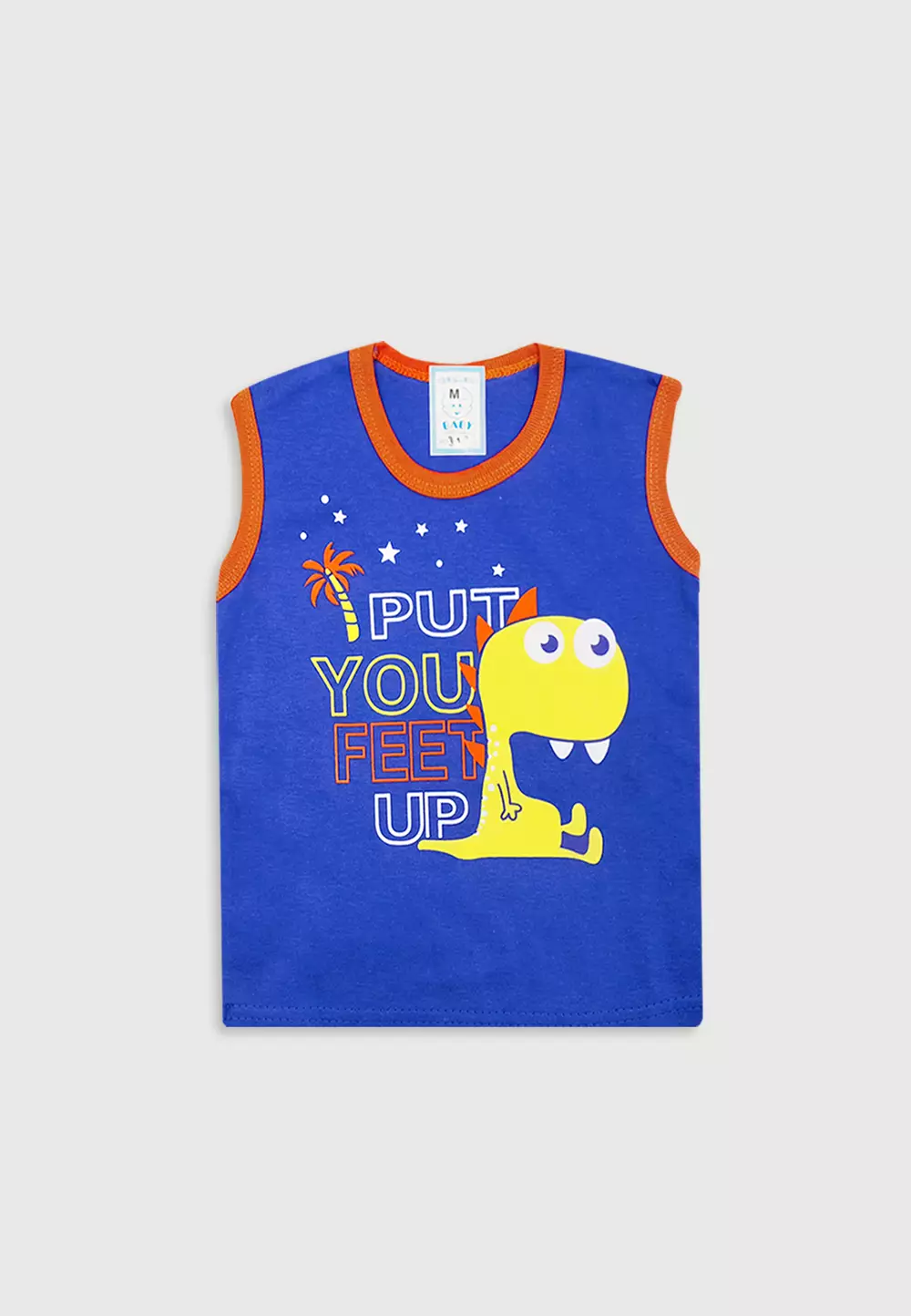 Wakakids Setelan Baju Singlet Bayi Anak Laki Laki Usia 6 Bulan Hingga 12 Bulan Motif Put You Dino 3123 Biru