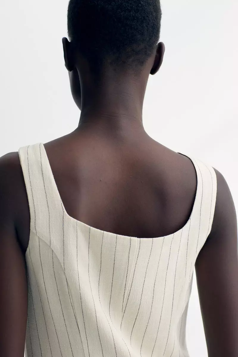 Sleeveless linen-blend dress