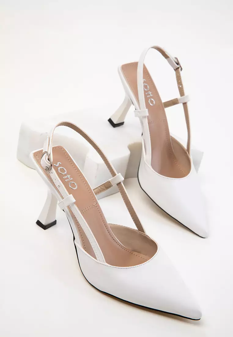 White Women's Classic Heeled Shoes 20256