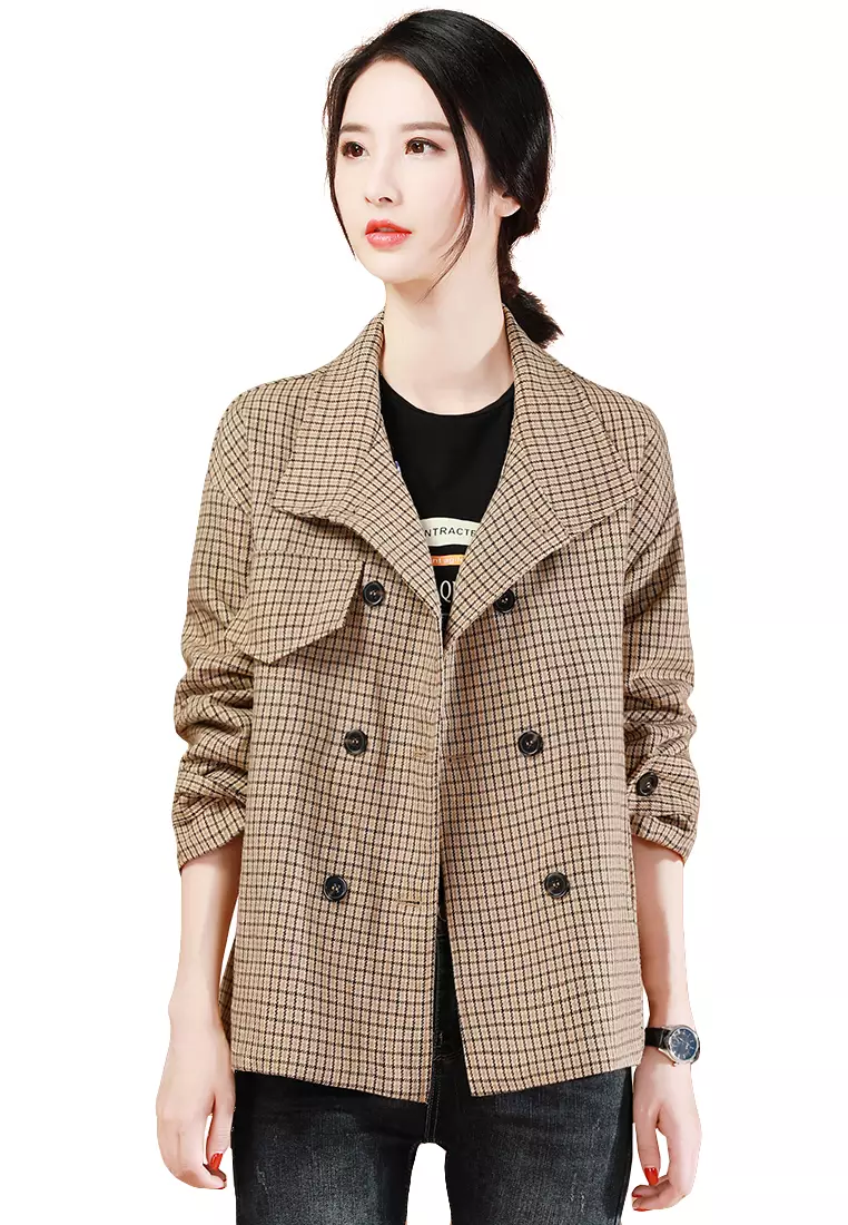 Ladies short checked jackets sales