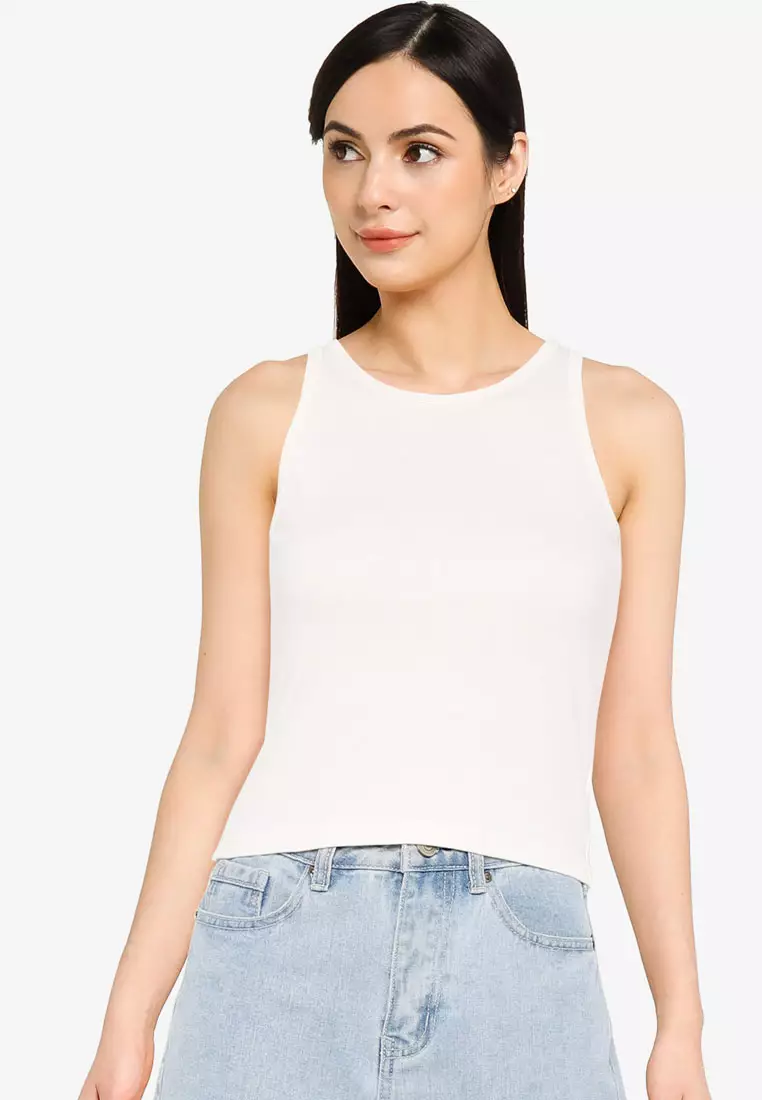 Women Sleeveless Mock Turtleneck Tank Top Ribbed Knit Slim Fit Solid High  Neck Crop Tank Top 