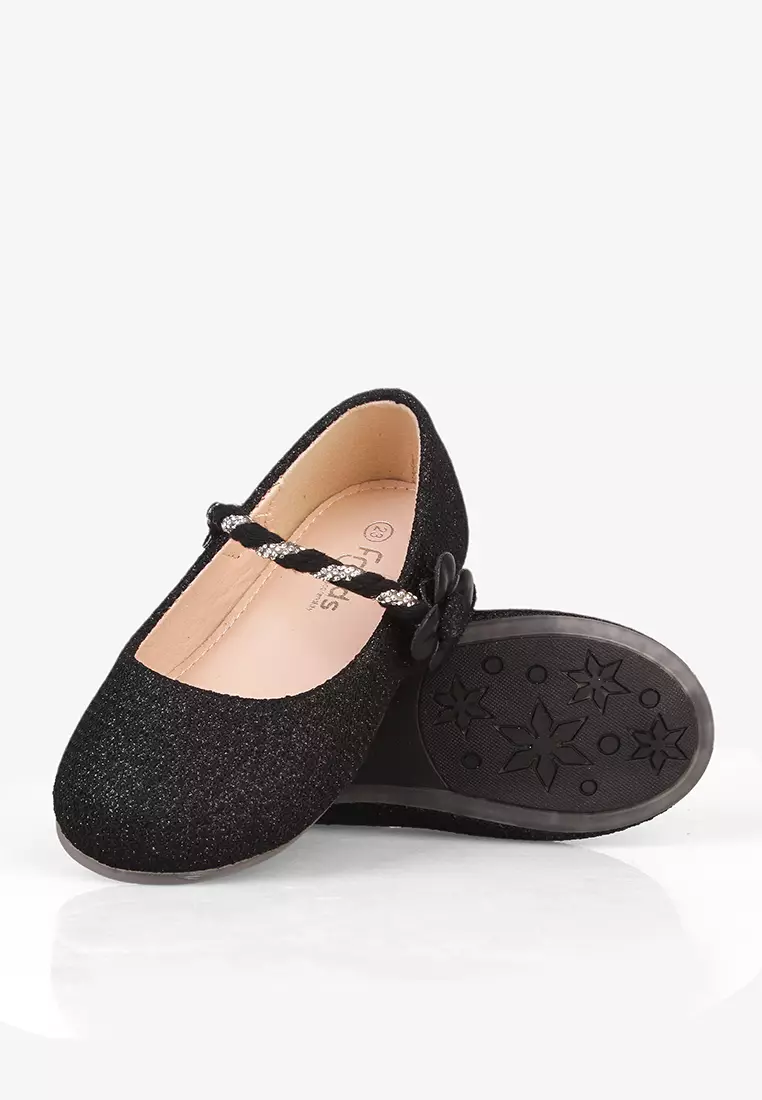 Sepatu Flatshoes Anak Baby Perempuan Warna Hitam B.Cecil